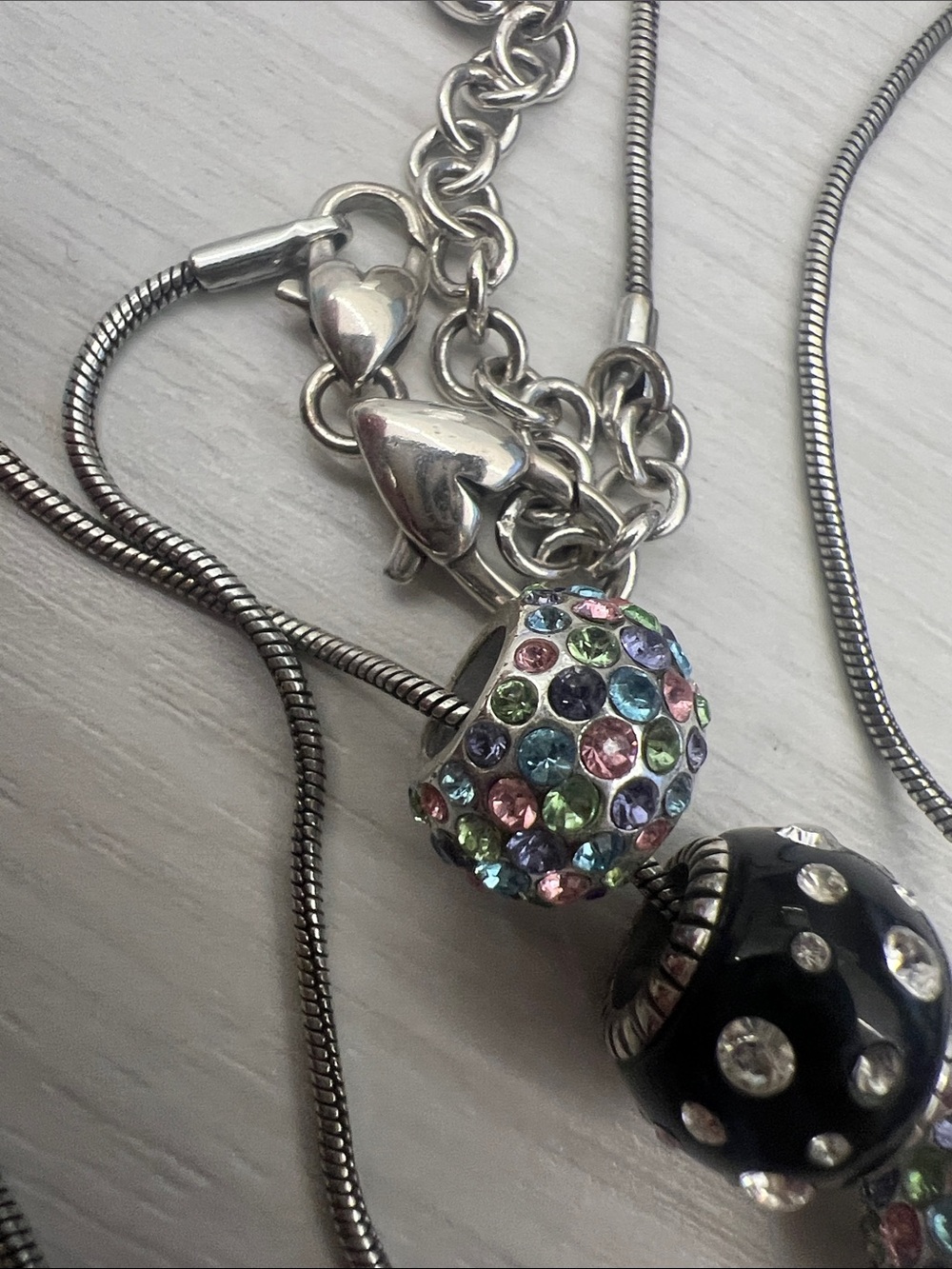 Brighton Silver-Tone Necklace with Black and Iridescent Multicolor Beads - Picture 5 of 8